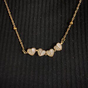 Gold Zircon Stone Heart Women Necklace